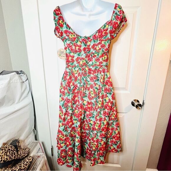 Modcloth Floral Sheen of Spring Fit & Flare Midi Sundress Off Shoulder 6 NWT - Picture 9 of 11